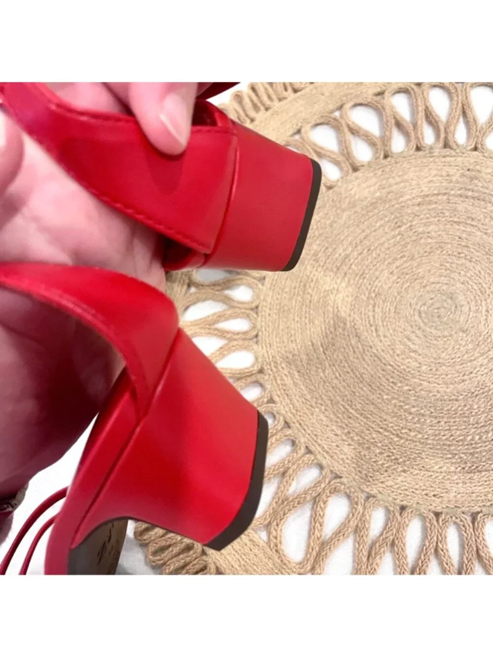 Zara Red Faux Leather Red Strappy Heeled Sandals Size 36